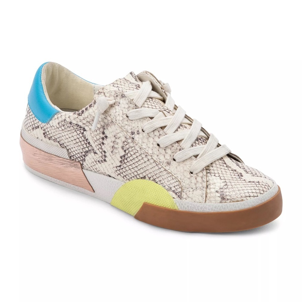 Dolce Vita Snake Print Sneakers with Blue and Yellow Accents
